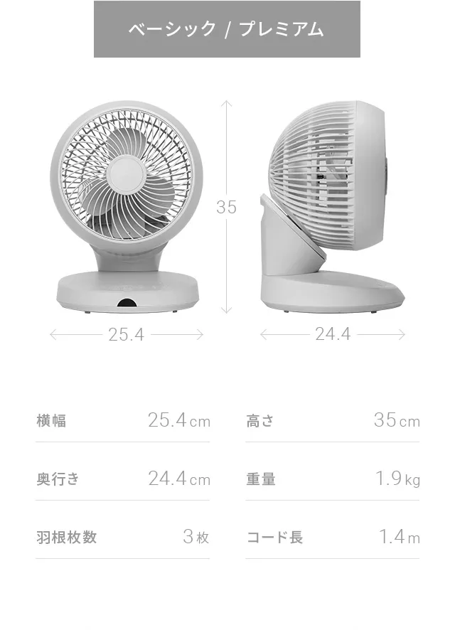 商品サイズ　ベーシック／プレミアム