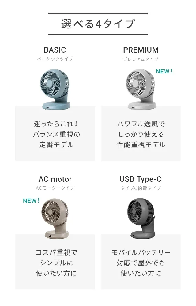 360°首振り サーキュレーター DCモーター マイナスイオン搭載