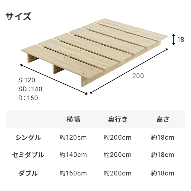 SD] 余白を楽しむローベッド 天然木調 ステージベッド マットレス付き