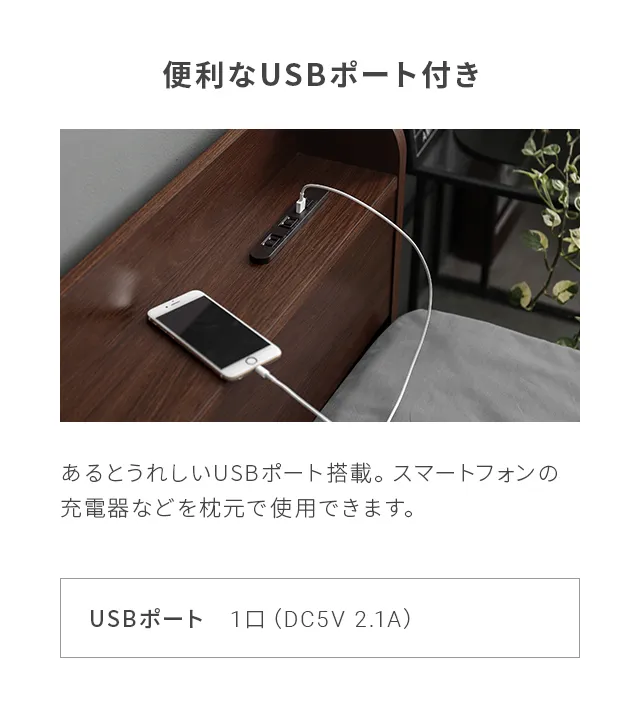シングル] スタンダードマットレス付 収納付きベッド USB+コンセント