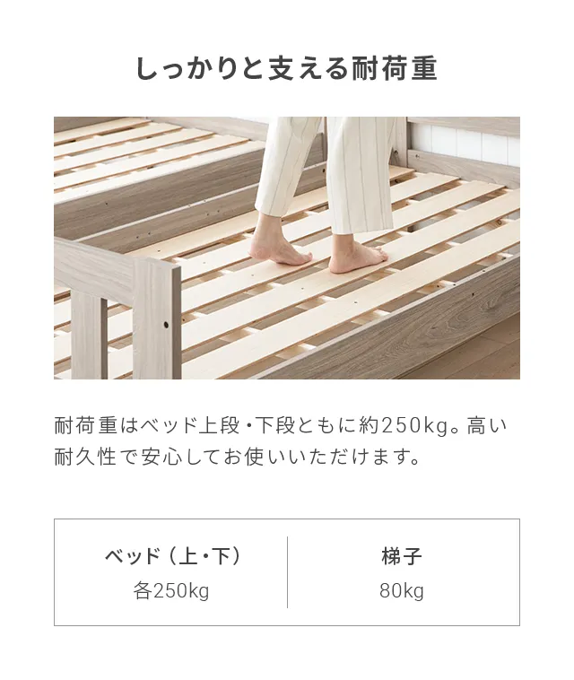 シングル] 二段ベッド USB+コンセント｜モダンデコ公式