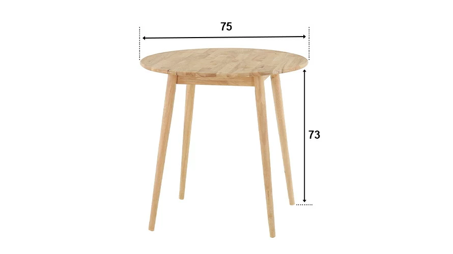 商品サイズ。テーブル。直径約75cm、高さ約73cm。