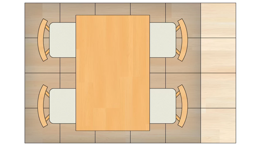 配置スペースの比較。長方形テーブル。