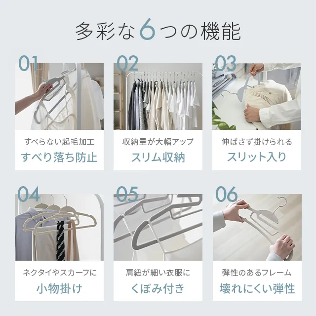 【商品荷物数:30_色:ホワイト】衣類ハンガー 30本組 防滑タイプ 肩紐掛け付 商品荷物数:30_色:ホワイト】衣類ハンガー 30本組 防滑タイプ 肩