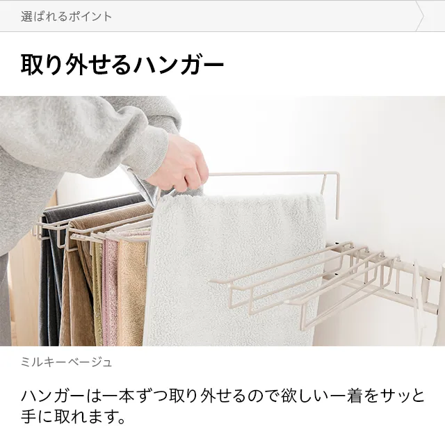 大容量収納・20本掛け] スラックスハンガー キャスター付き 出し入れ