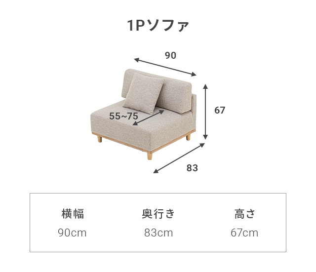 組替自由自在・3P/2P/1P選べる] モジュールソファ アームレス 天然木脚