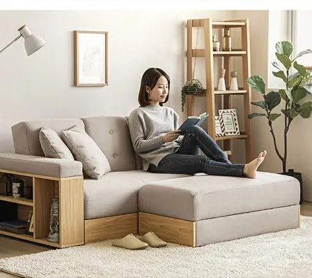 幅165/209/260cm] 収納付き3人掛けソファ メランジタイプ｜モダンデコ