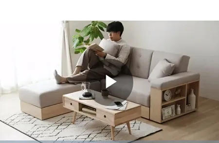 幅209cm・傷に強いペット対応生地も] 収納付き3人掛け多機能ソファ