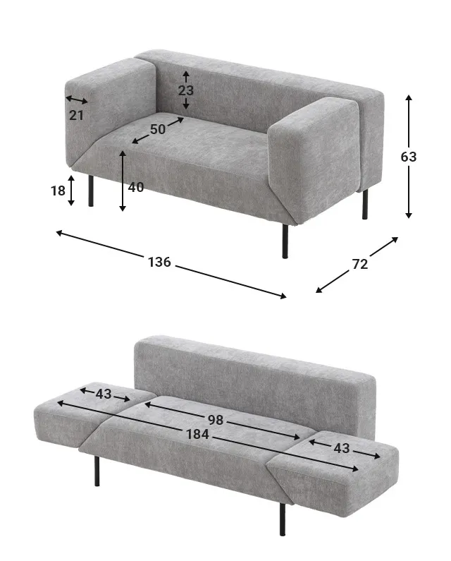 幅136cm] 3WAY 2人掛けソファ｜モダンデコ公式｜インテリア・家具の