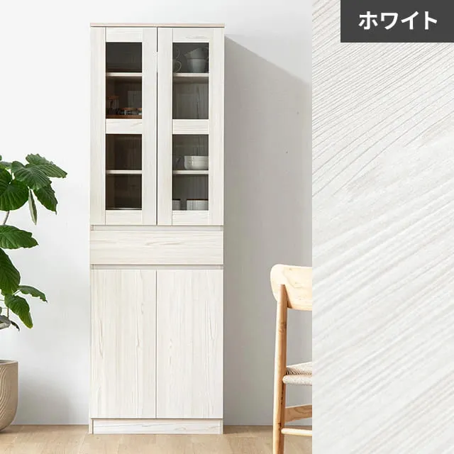 組み合わせ可能・幅59cm 食器棚 スリム キッチンボード 木目調