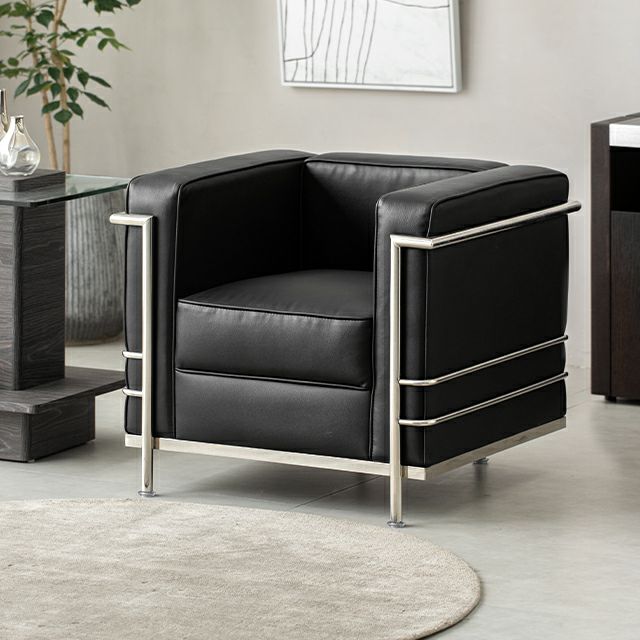 [幅77cm] 1人掛けデザイナーズソファ ル・コルビジェ LC2 名作 リプロダクト 応接ソファ