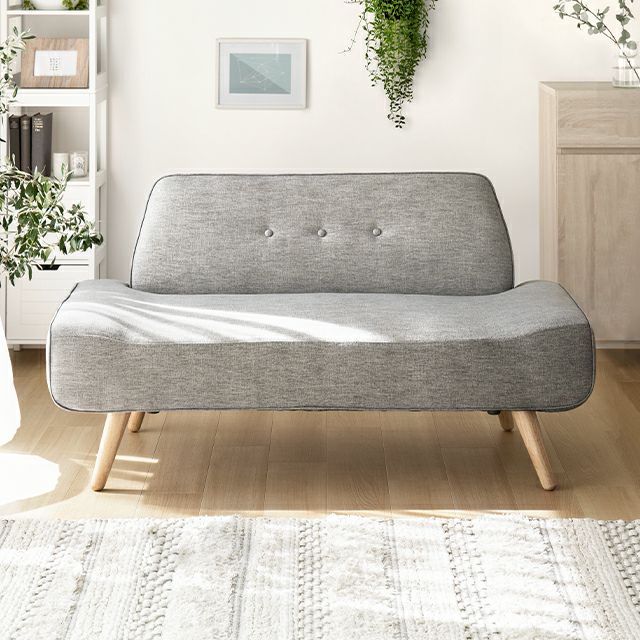 [幅136cm・アームレスデザイン] 北欧調 2人掛けソファ