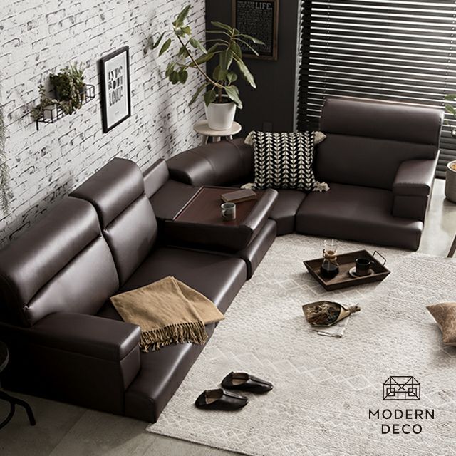 [幅280cm] 3人掛けレザーフロアソファ