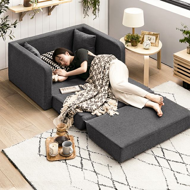 [幅103cm・コンパクトにくつろげる] 2WAY マルチソファーベッド ロータイプ アレンジ多彩