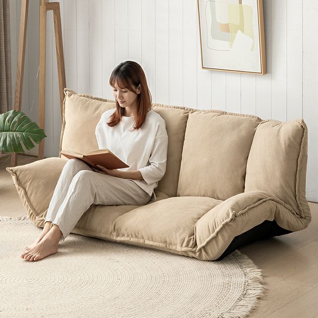 [幅161cm・傷に強いペット対応生地も] 2人掛けフロアソファ 座椅子タイプ リクライニング