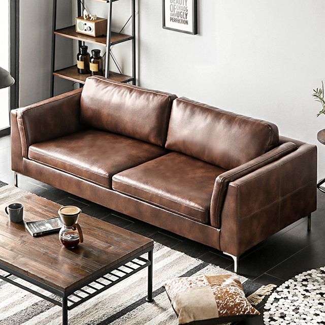 [幅183cm・傷に強いEPUレザー] 3人掛けレザーソファ モダン ヴィンテージ スクエアフォルム