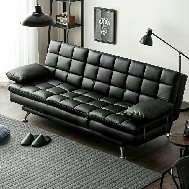 [幅190cm] 3人掛け3WAYレザーソファーベッド