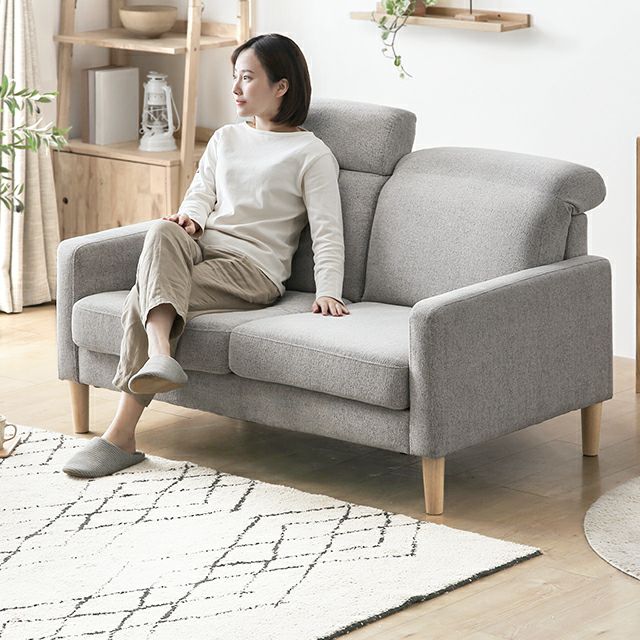 [幅132cm] 2人掛けヘッドレスト付きソファ