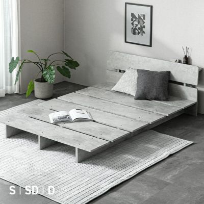 [S/SD/D] 余白を楽しむローベッドフレーム 天然木調 ステージベッド 2口コンセントタイプ