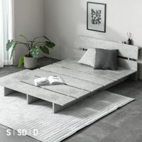[S/SD/D] 余白を楽しむローベッドフレーム 天然木調 ステージベッド 2口コンセントタイプ