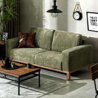 [幅181cm] 3人掛けコーデュロイソファ 無垢材木脚 広々アームレスト