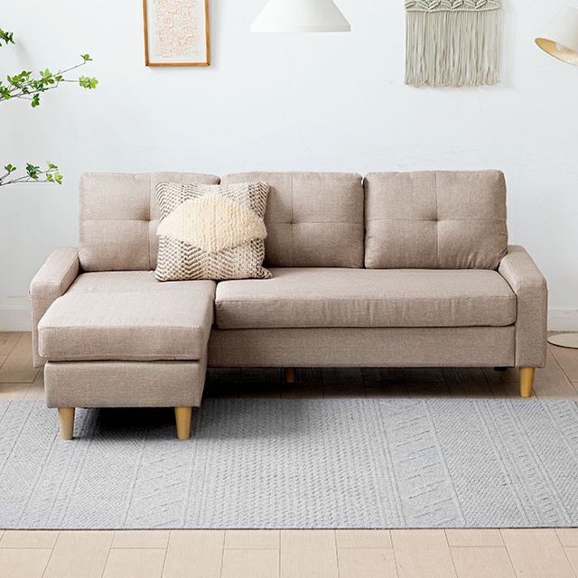 [幅183cm・傷に強いペット対応生地も] 3人掛けカウチソファ 組換え可能 L字型 北欧デザイン