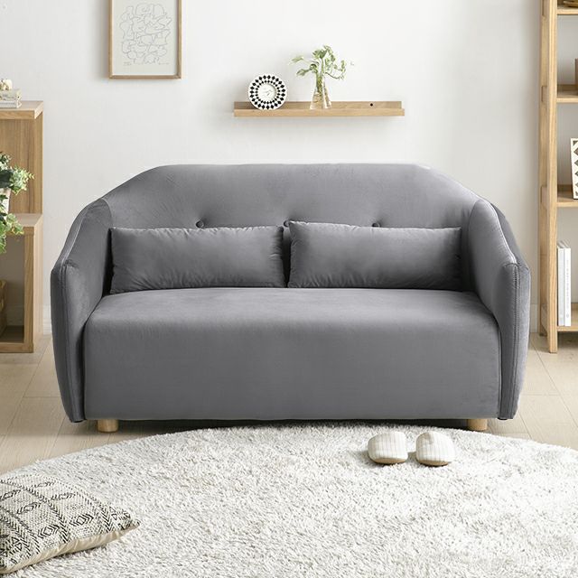 [幅140cm] 2人掛けベロアボックスソファ