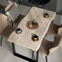 幅138cm 天然木一枚板風 はつりダイニング リアル木目調 4人掛け