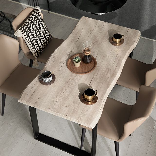 幅138cm 天然木一枚板風 はつりダイニング リアル木目調 4人掛け