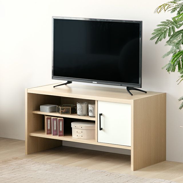 幅87cm コンパクトテレビボード 32V型対応 扉収納 オープン収納